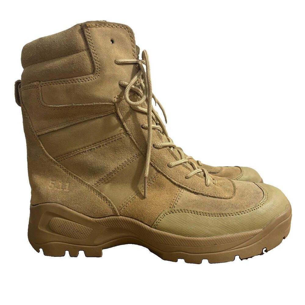 5.11 Tactical Combat Boots Men’s Sz 11 Coyote Brown Suede Side Zip Lace Up